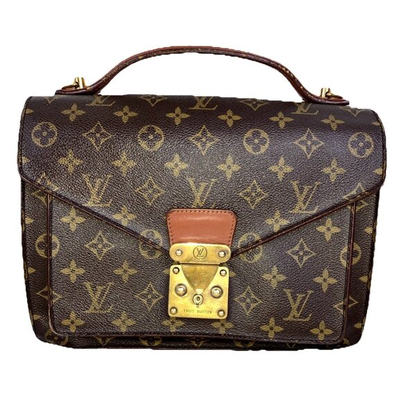 Auth Vintage 80s Louis Vuitton Monceau Top Handle Bag Monogram Breifcase - Picture 1 of 13